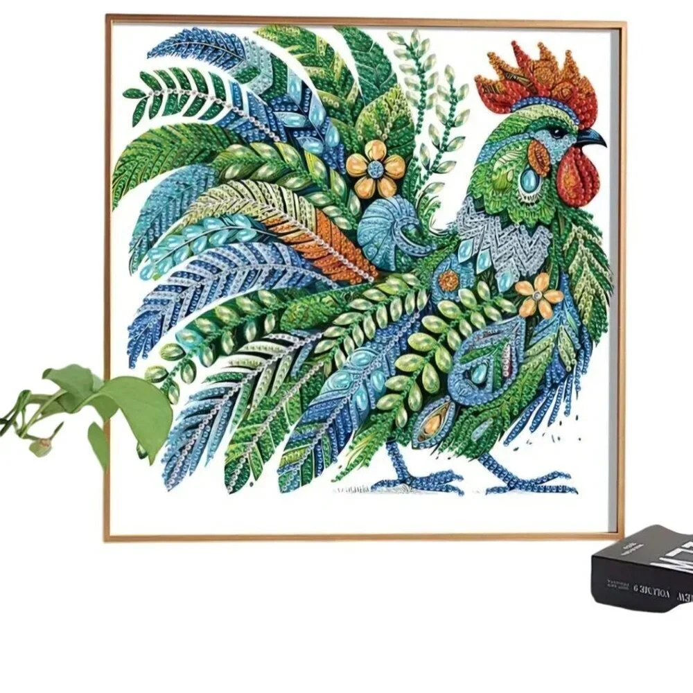 Completed Diamond Art Picture Rooster Size 9.8